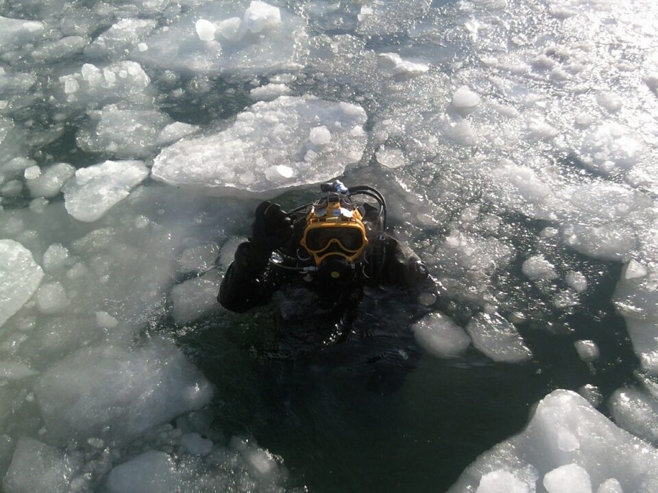 scuba diving under the ice